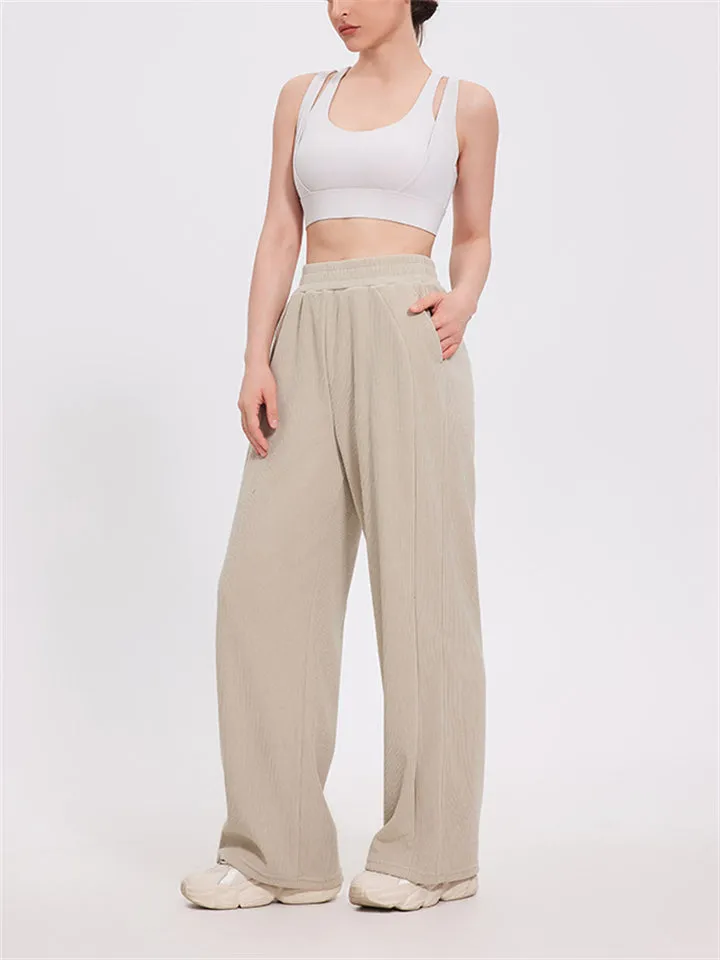 High Rise Wide Leg Corduroy Trousers for Ladies