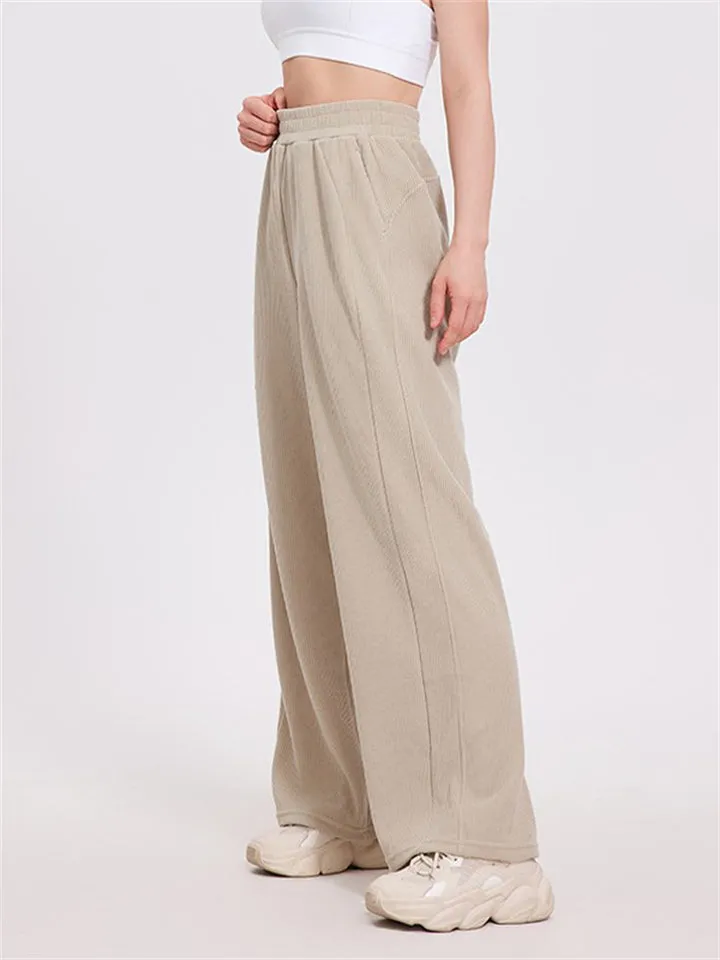 High Rise Wide Leg Corduroy Trousers for Ladies