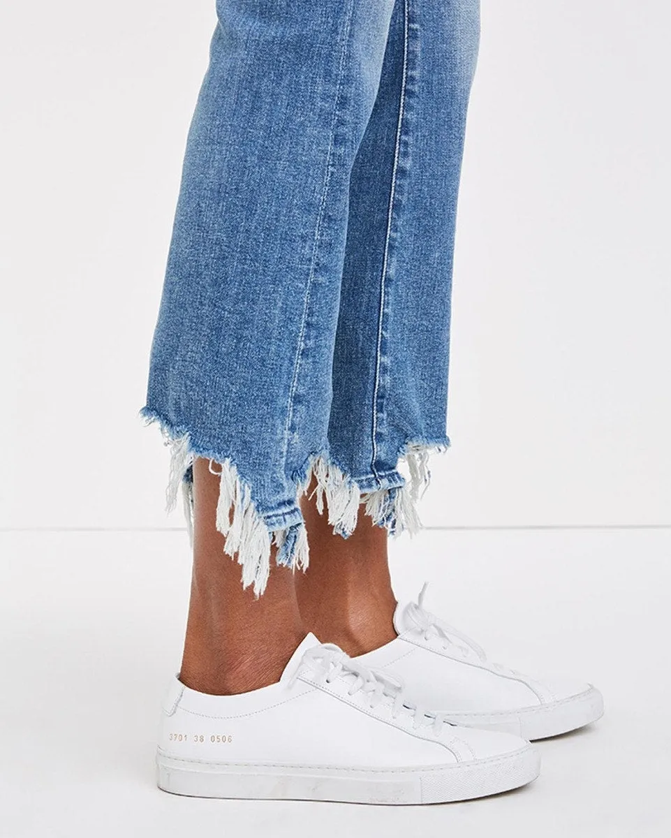 High Waist Slim Kick with Long Side Hem and Destroy