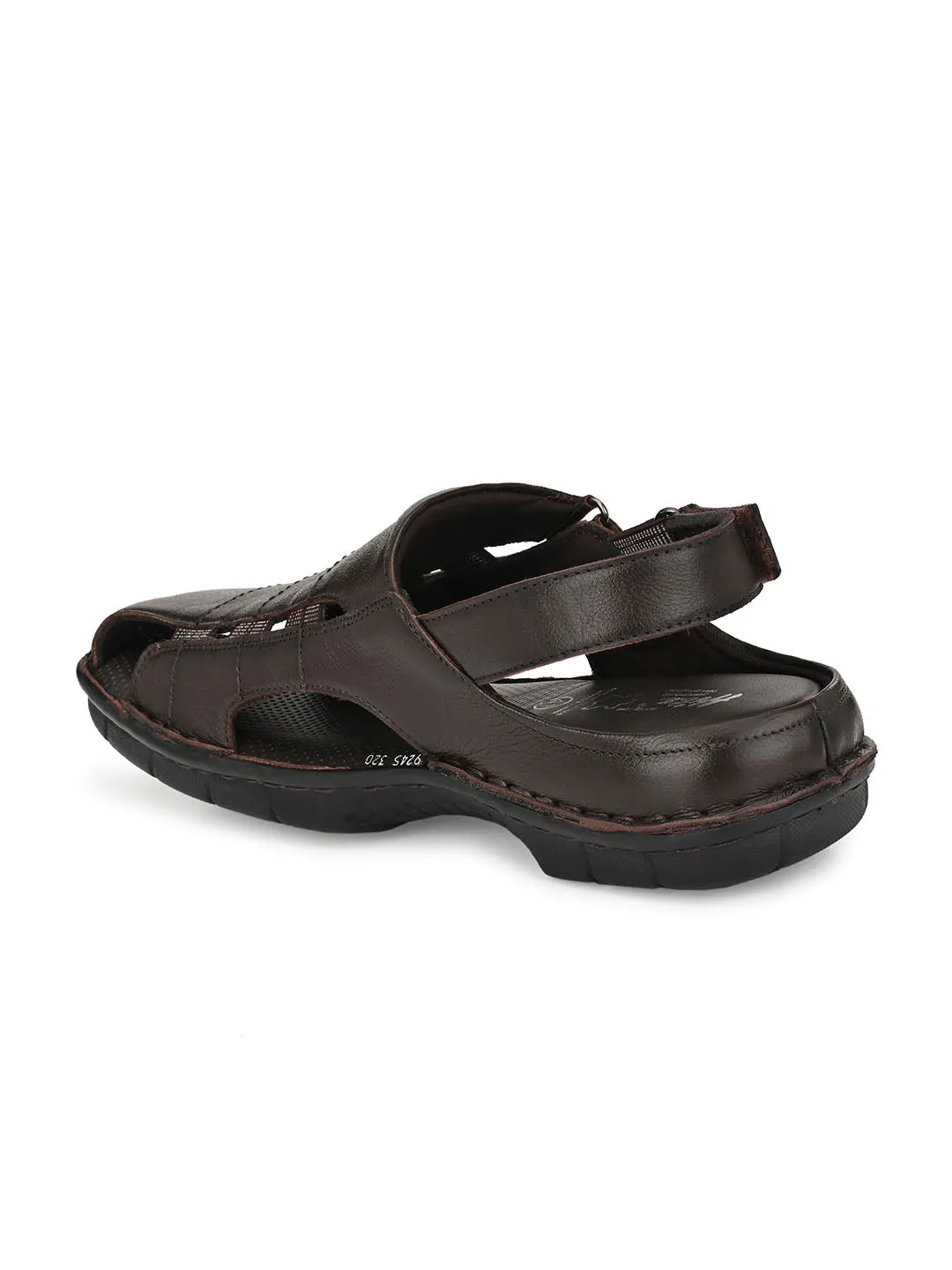 HITZ9245 Men's Brown Leather Daily Wear Velcro Sandals