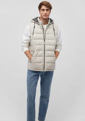 Hooded Beige Puffer Vest