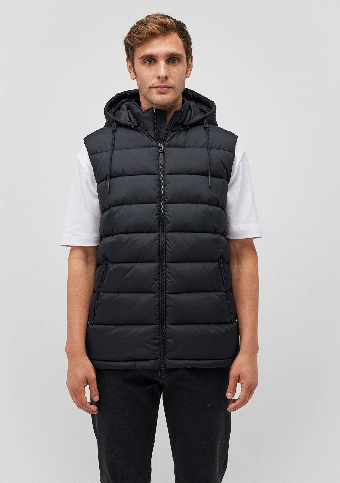 Hooded Black Puffer Vest