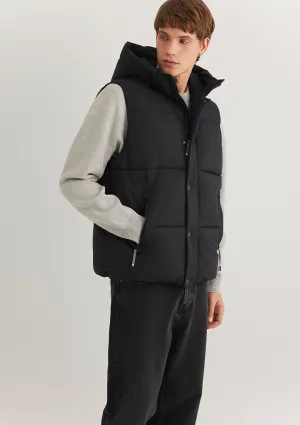 Hooded Black Puffer Vest