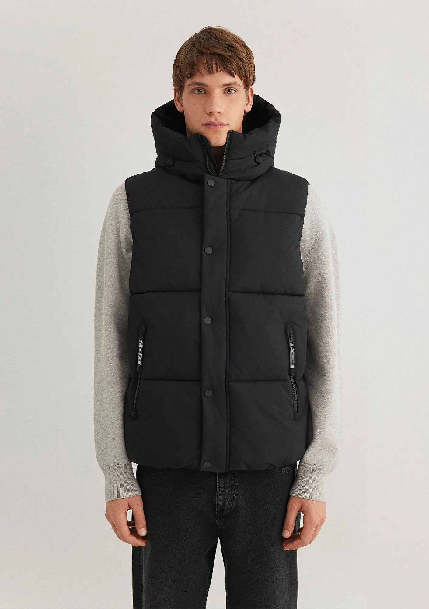 Hooded Black Puffer Vest