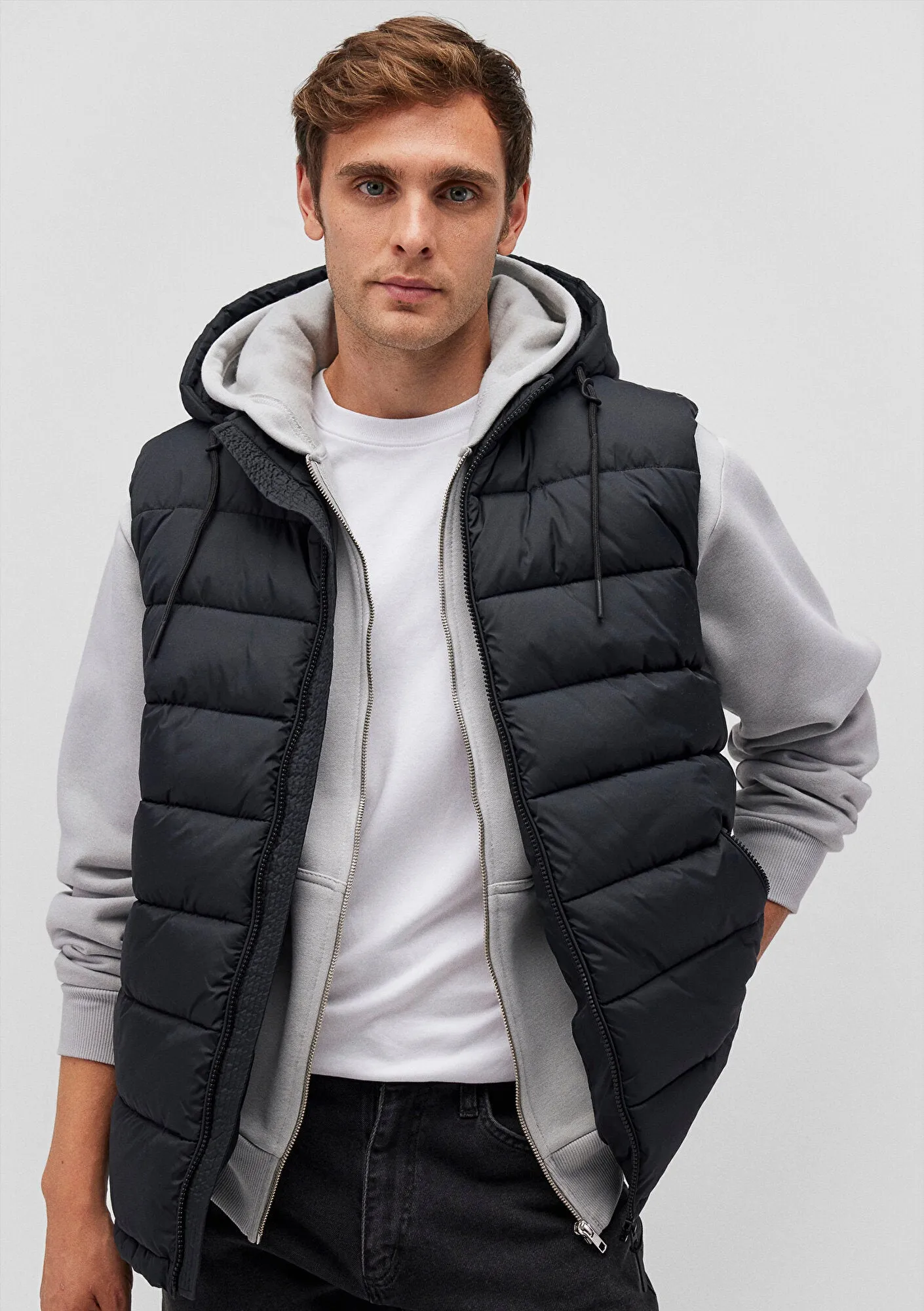 Hooded Black Puffer Vest