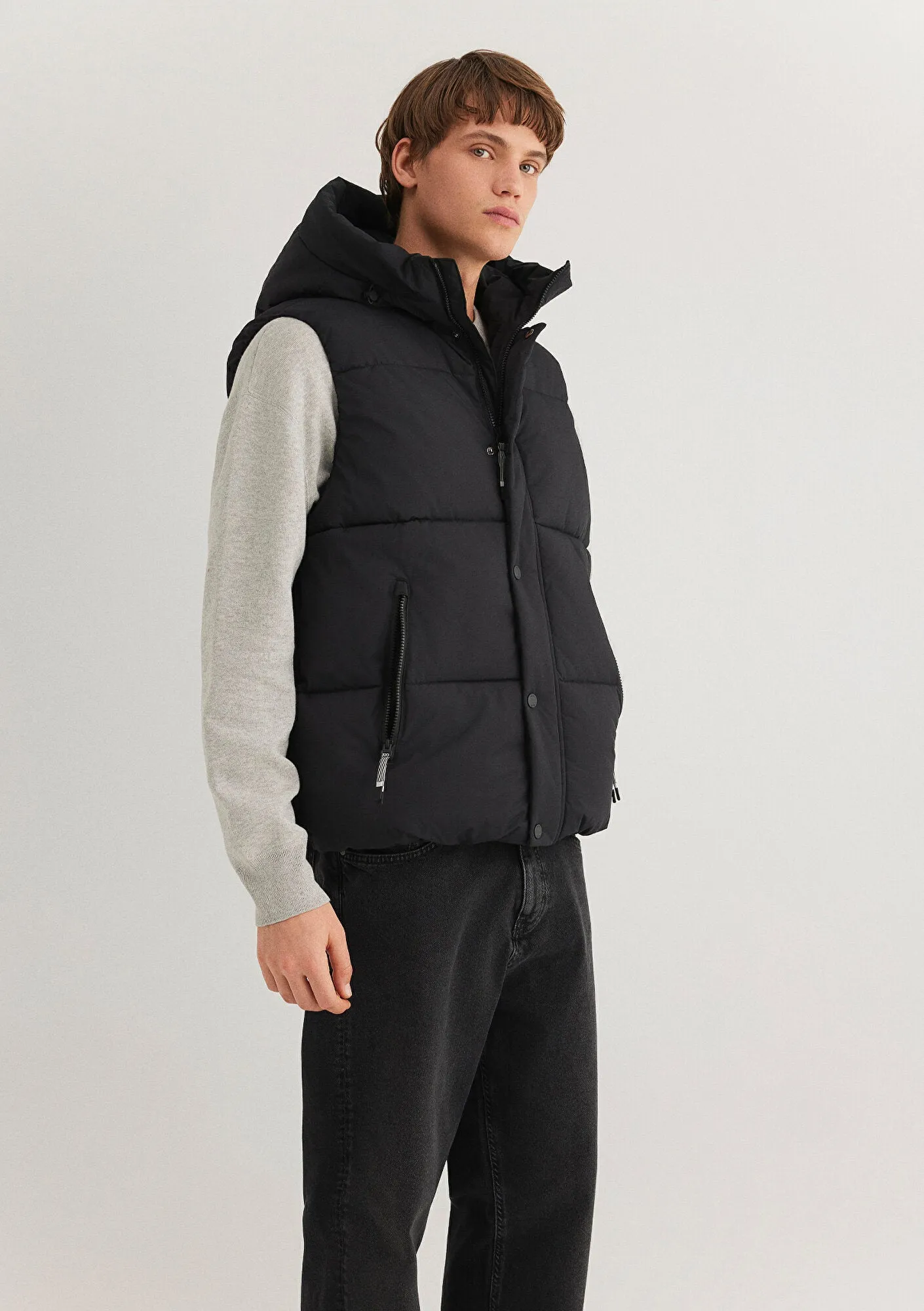 Hooded Black Puffer Vest