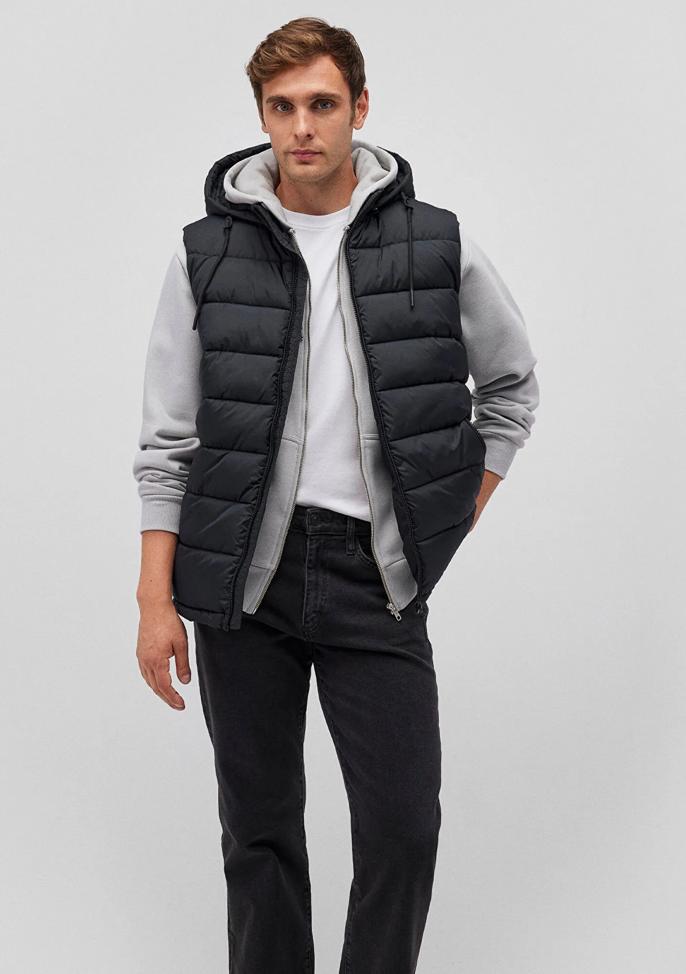 Hooded Black Puffer Vest