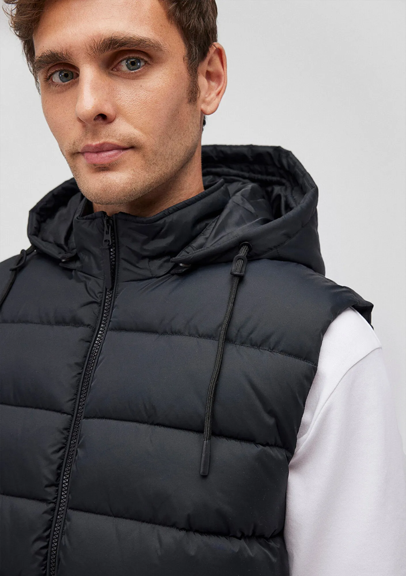 Hooded Black Puffer Vest
