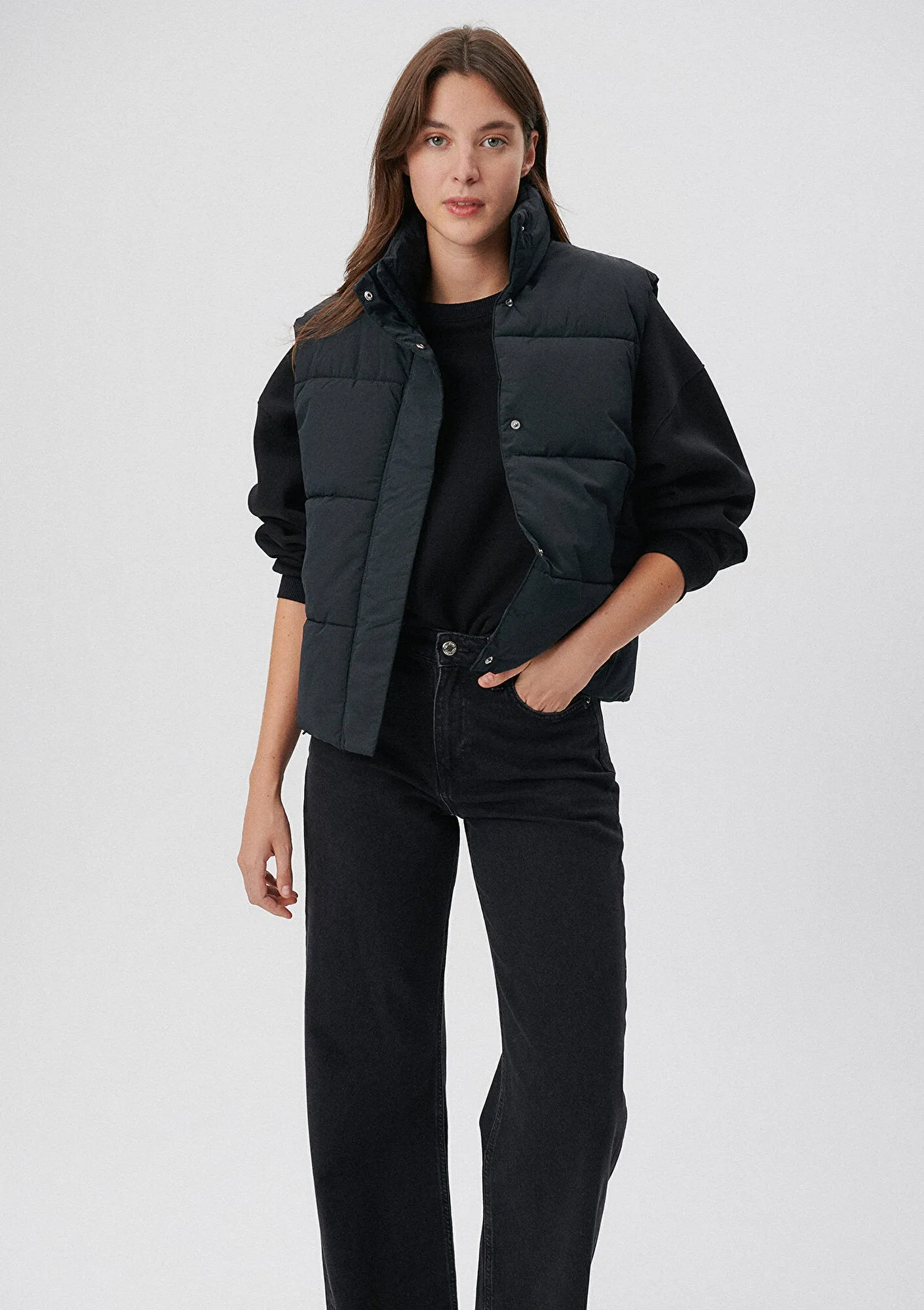 Hooded Black Puffer Vest