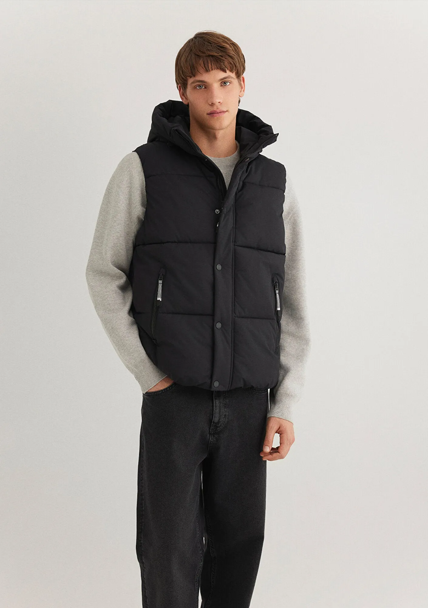 Hooded Black Puffer Vest