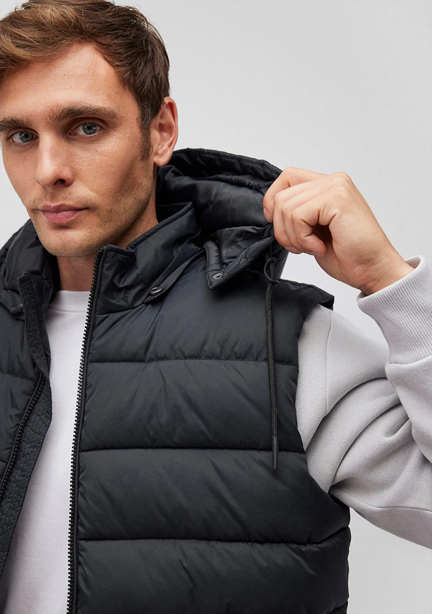 Hooded Black Puffer Vest