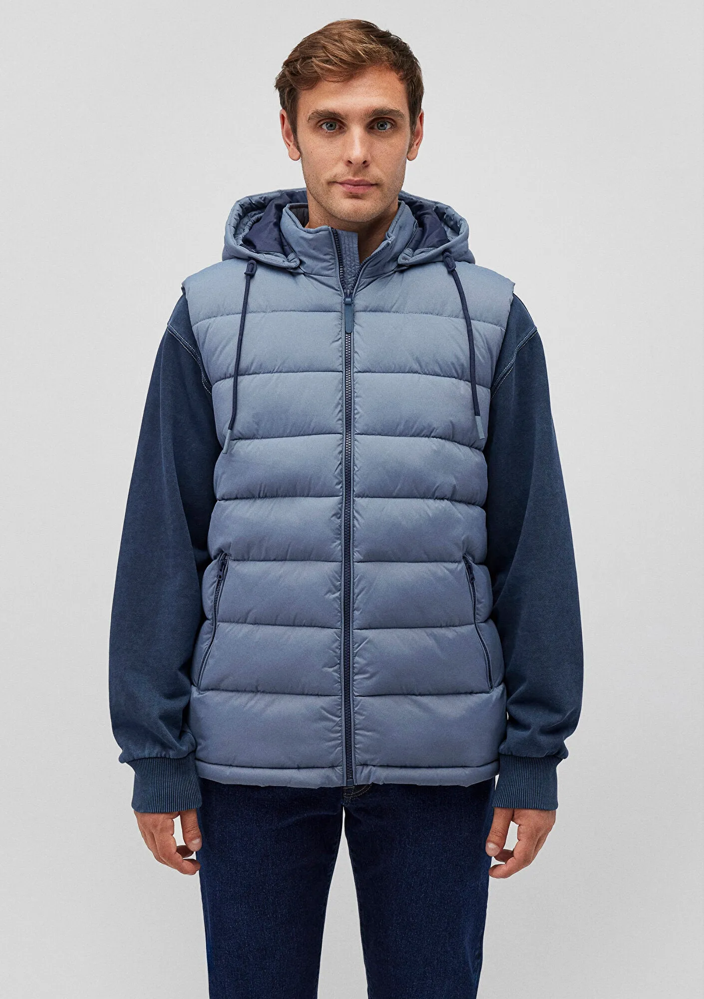 Hooded Blue Puffer Vest