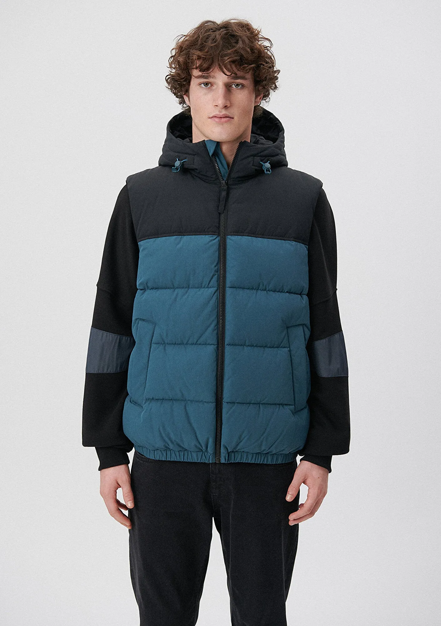 Hooded Blue Puffer Vest