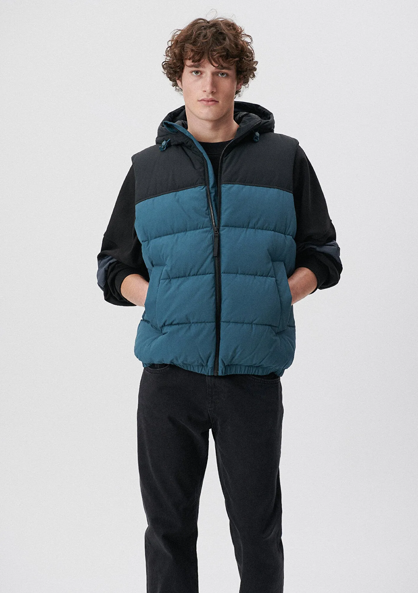Hooded Blue Puffer Vest