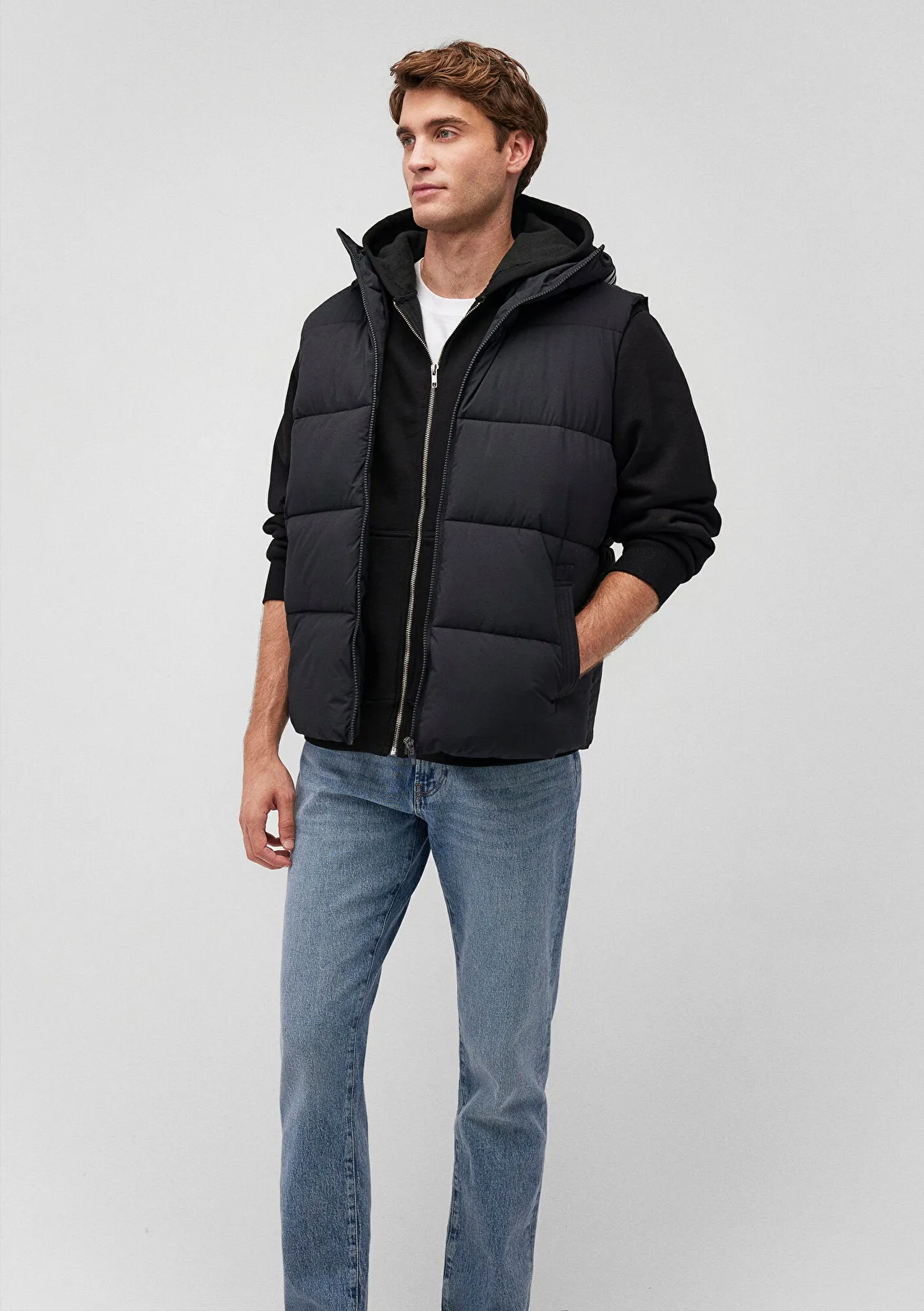 Hooded Grey Puffer Vest