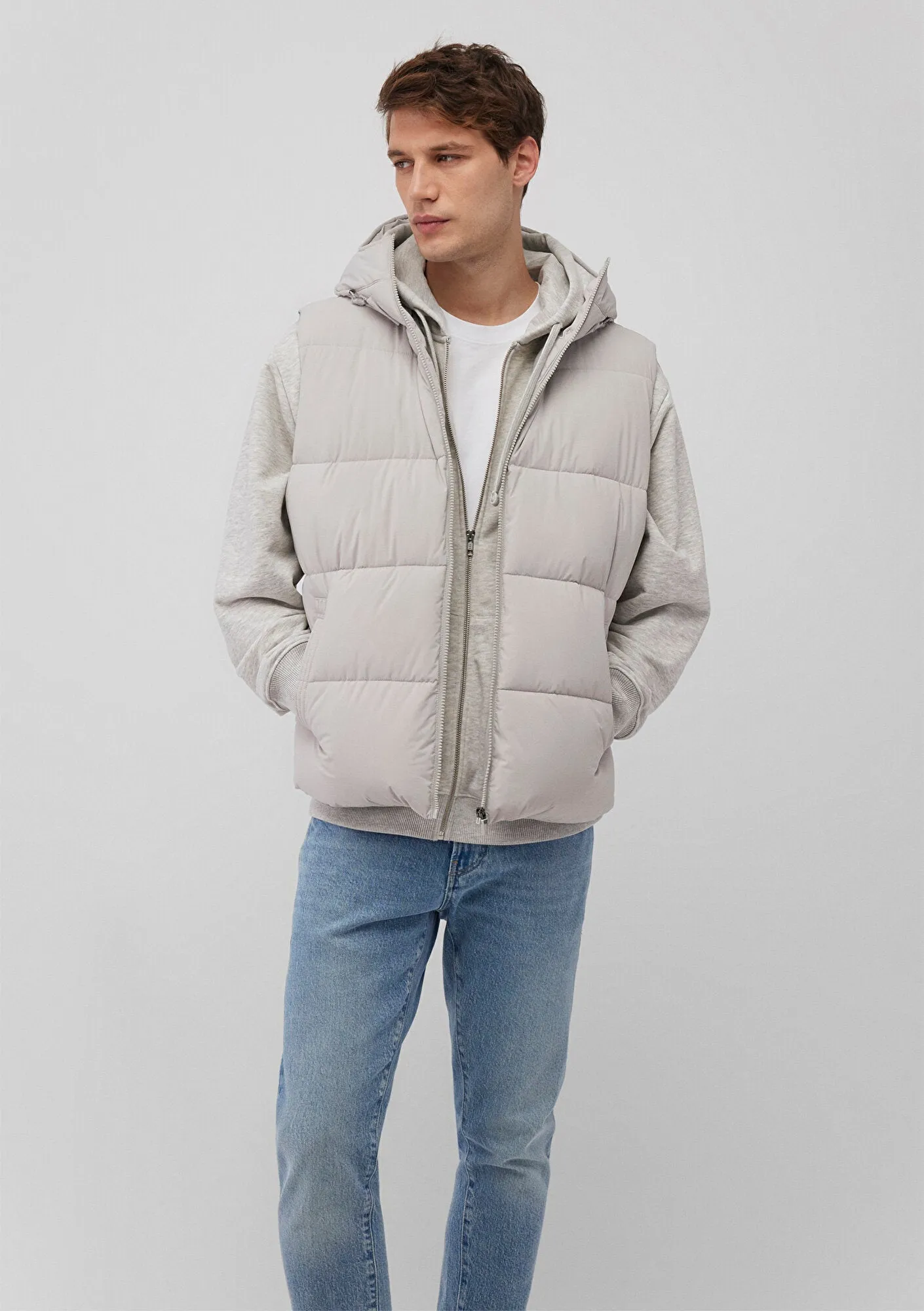 Hooded Grey Puffer Vest