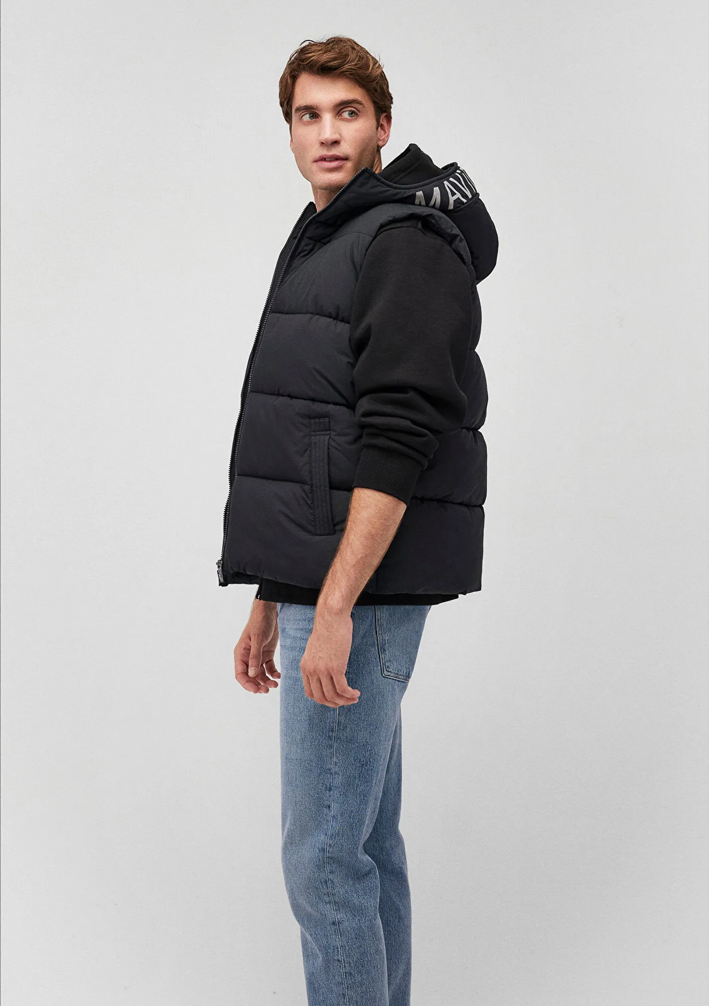 Hooded Grey Puffer Vest