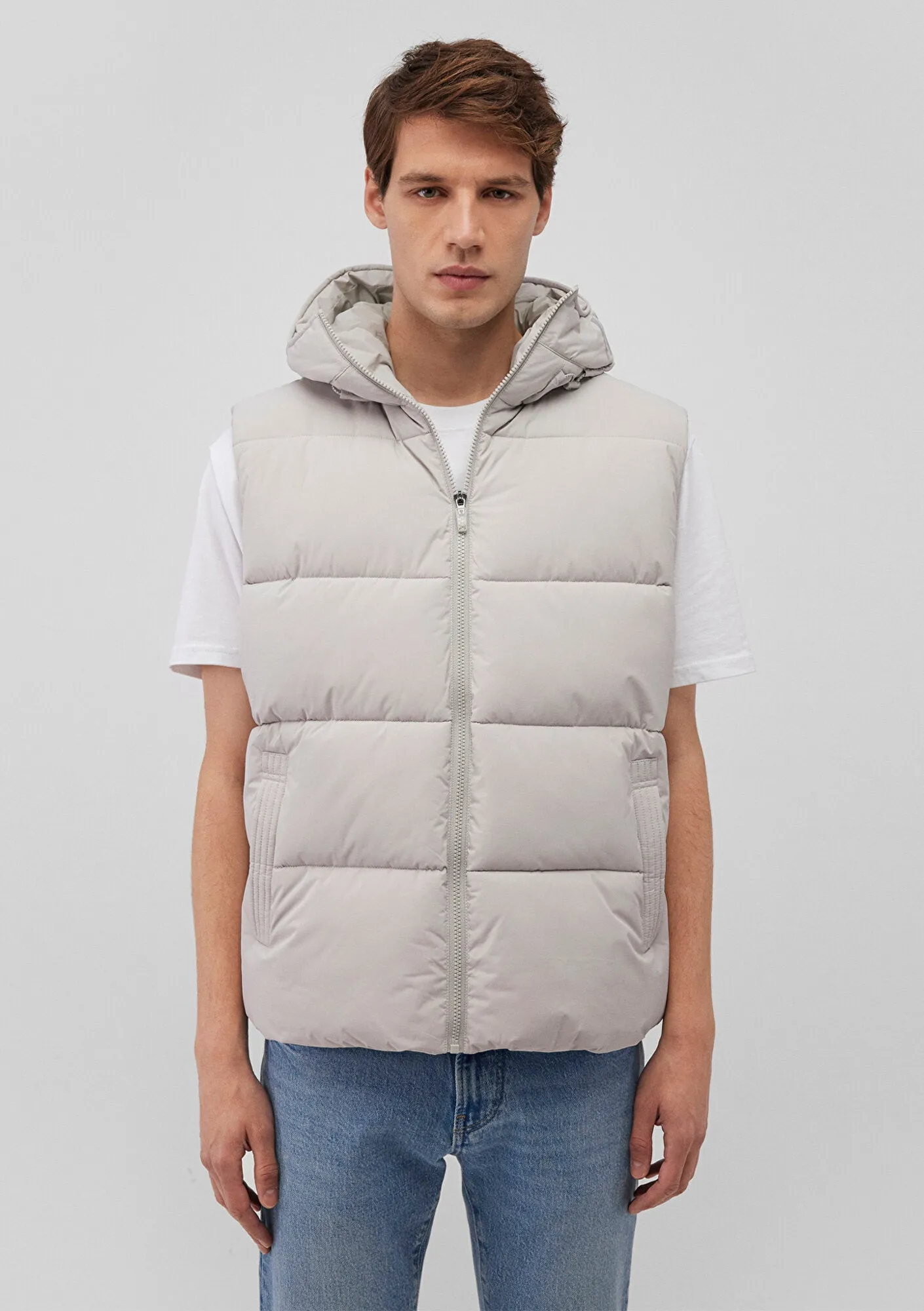 Hooded Grey Puffer Vest