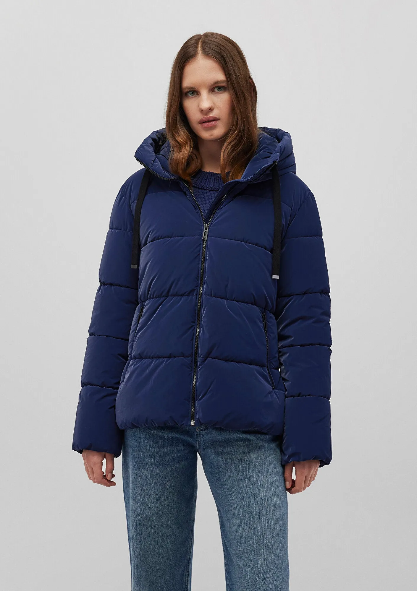 Hooded Navy Puffer Jacket