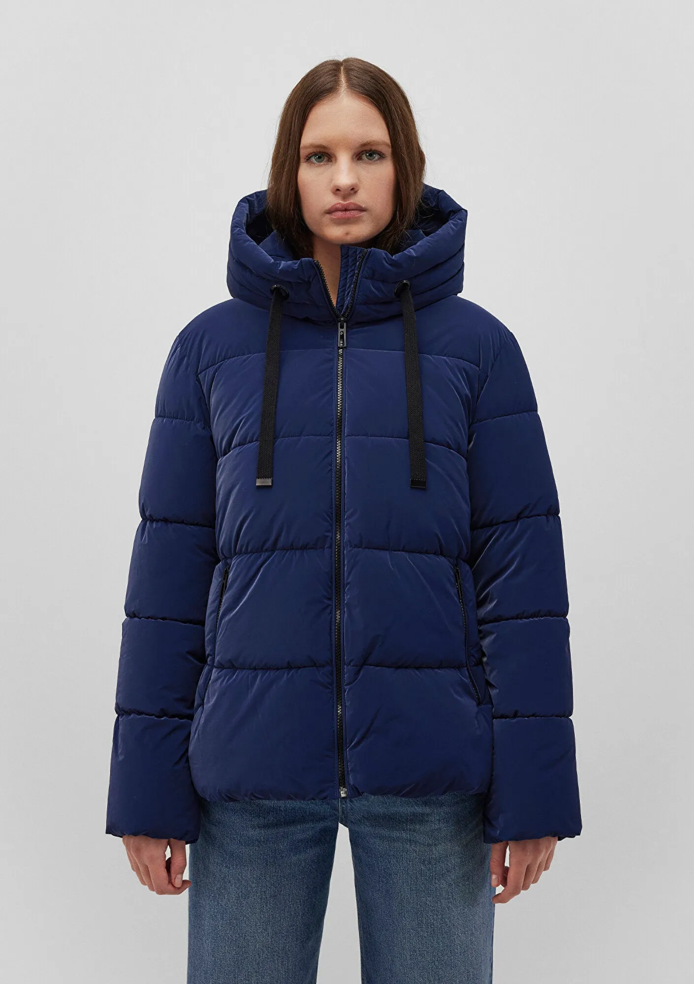 Hooded Navy Puffer Jacket