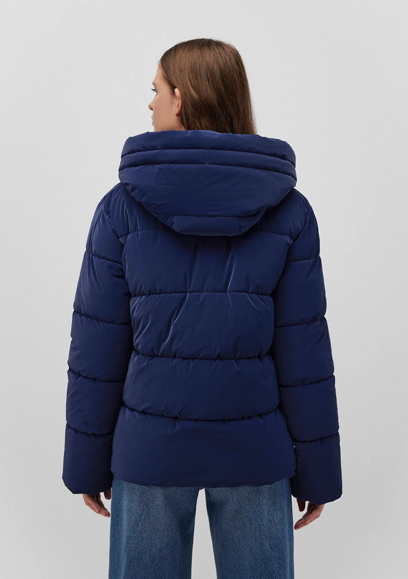 Hooded Navy Puffer Jacket