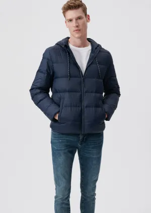 Hooded Navy Puffer Jacket