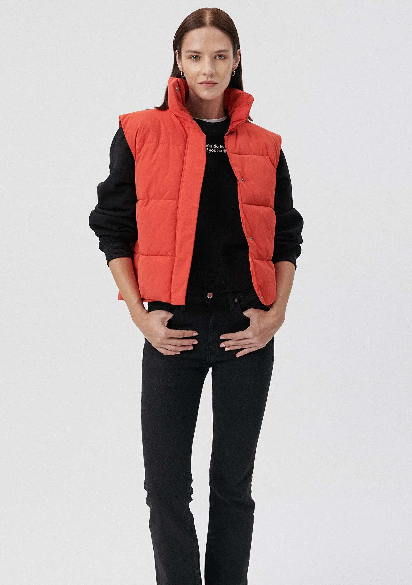 Hooded Red Puffer Vest