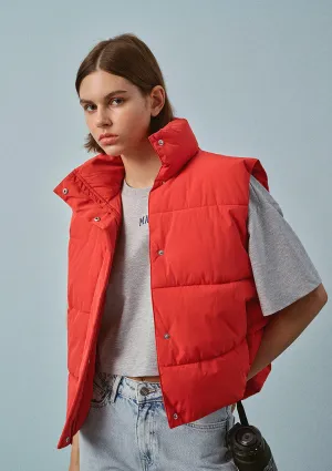 Hooded Red Puffer Vest