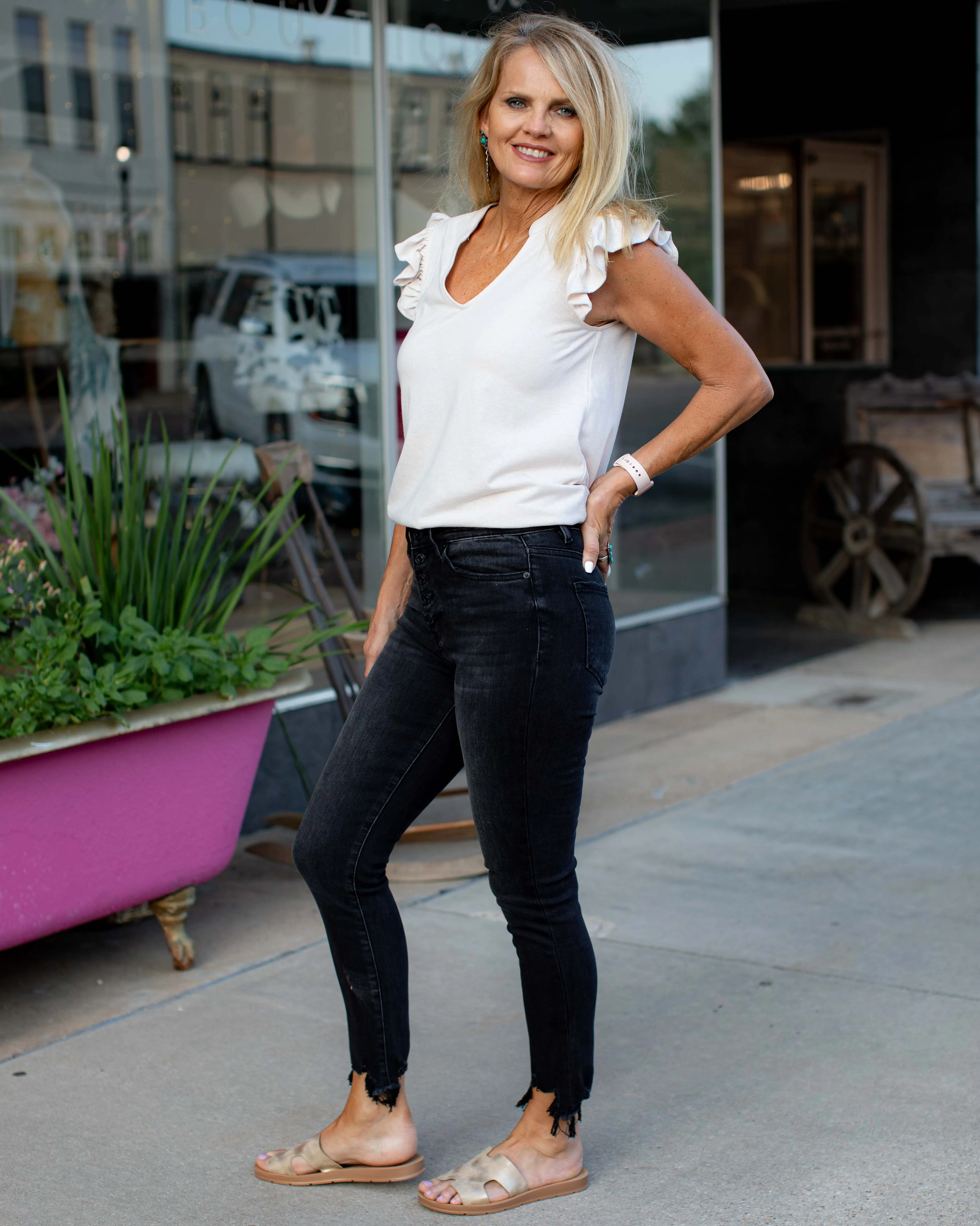 HR BUTTON FLY SKINNY JEAN BY ZENANA
