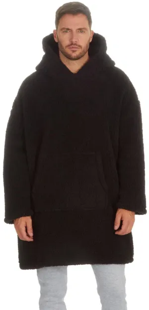 Huggable Hoodie Fleece Oversized Mens Blanket Hoody - Black