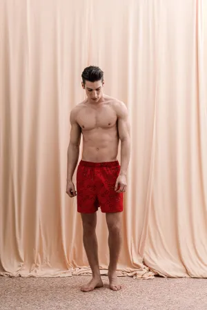 Iberis Embroidered Boxer Shorts Red