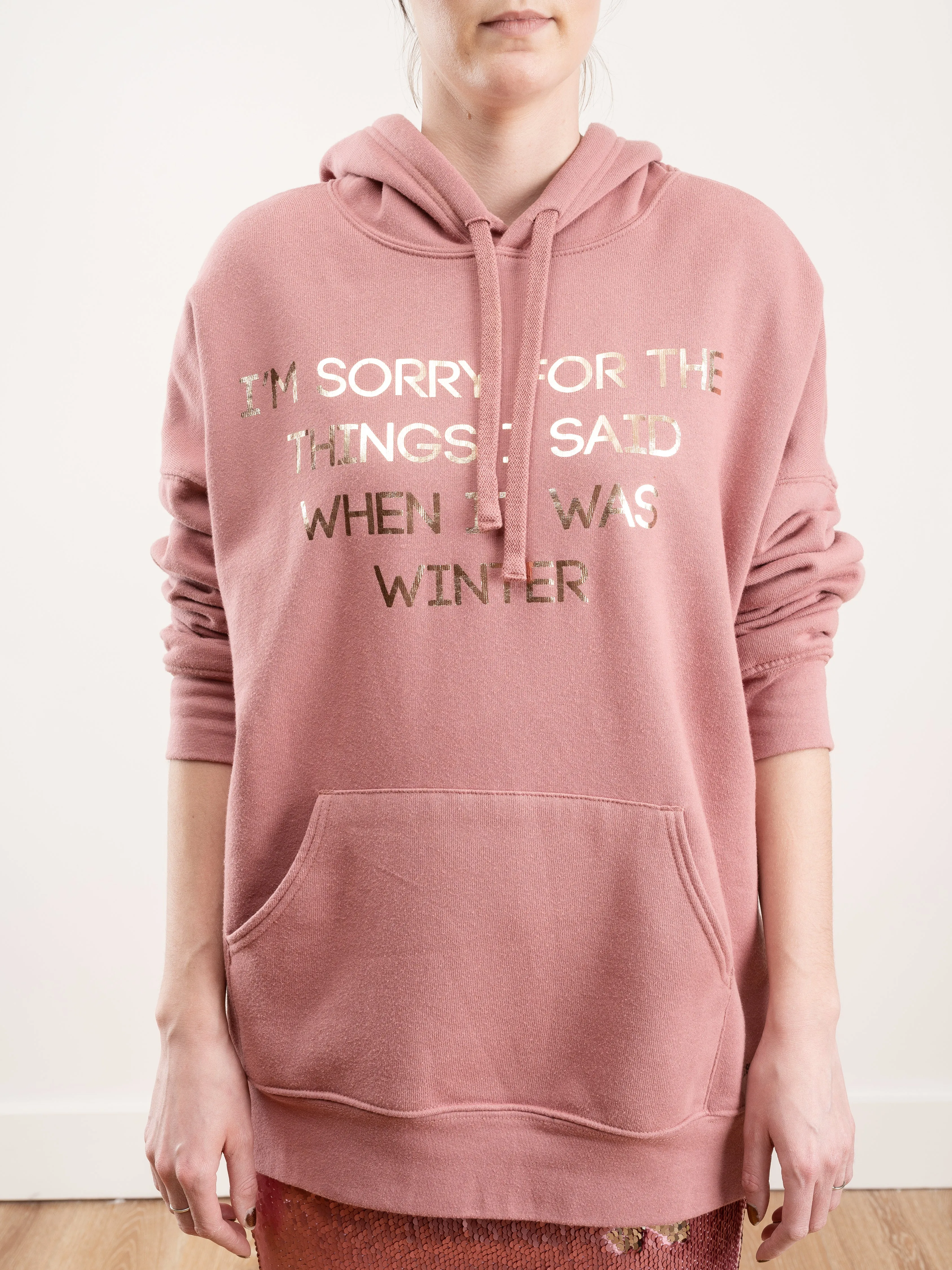 i'm sorry hoodie - mauve