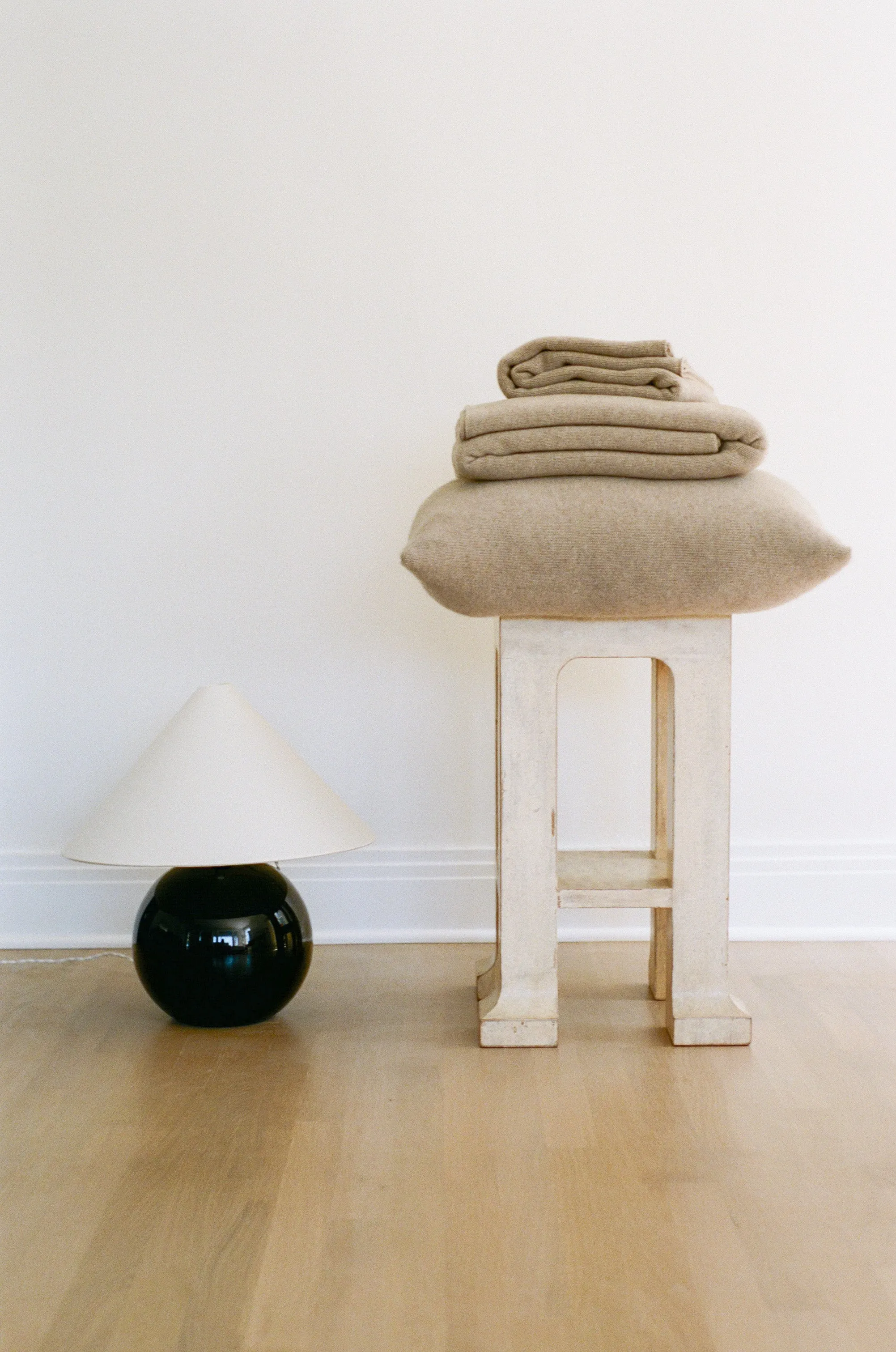 Italian Cashmere Jersey Knit Baby / Travel Blanket - Oat