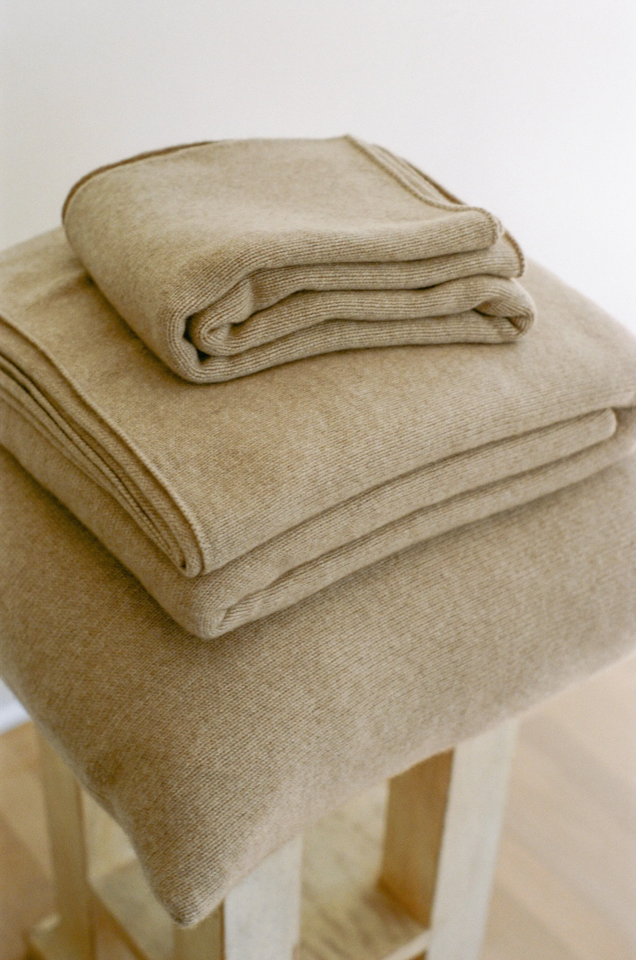 Italian Cashmere Jersey Knit Baby / Travel Blanket - Oat