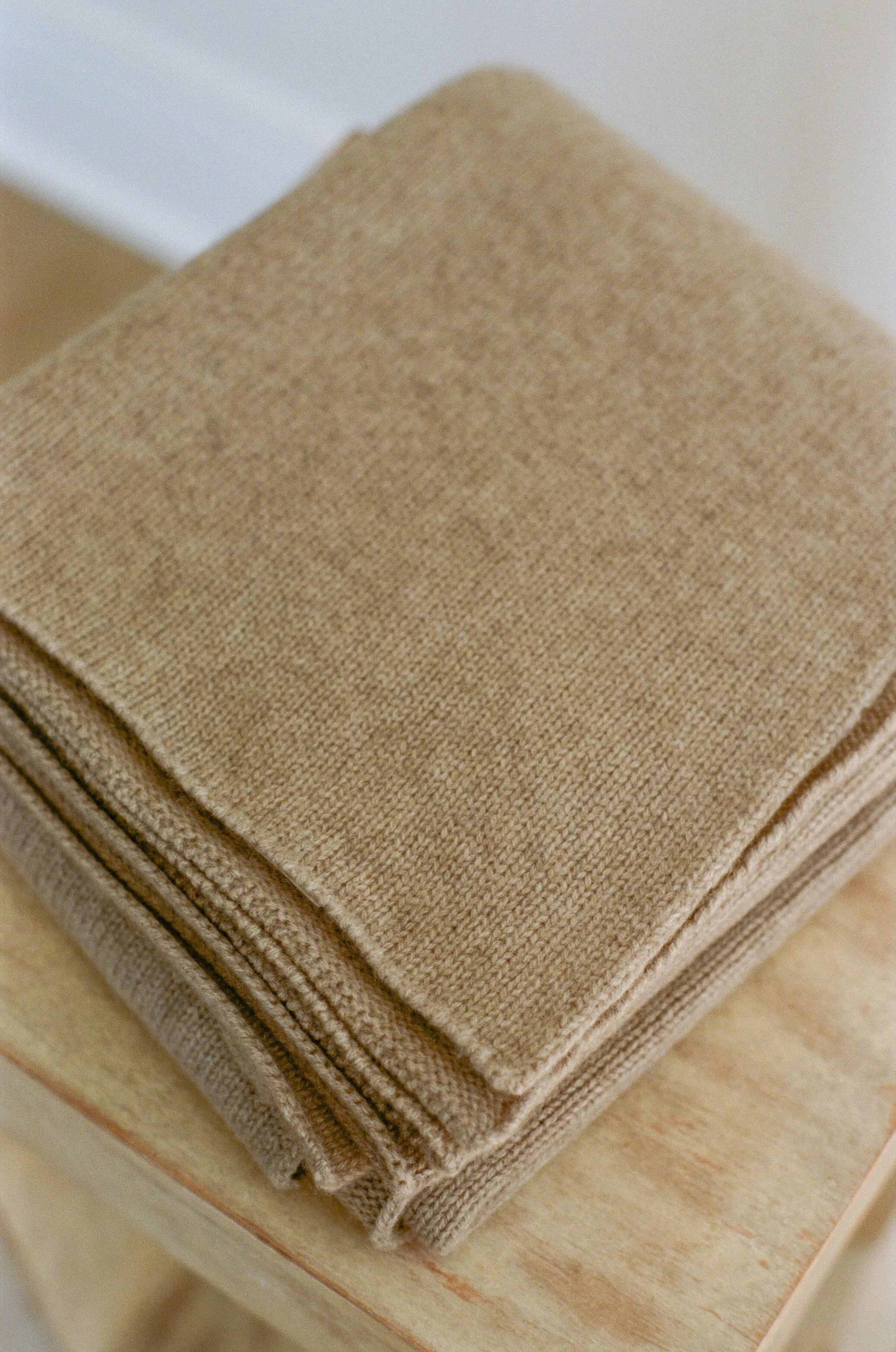 Italian Cashmere Jersey Knit Baby / Travel Blanket - Oat