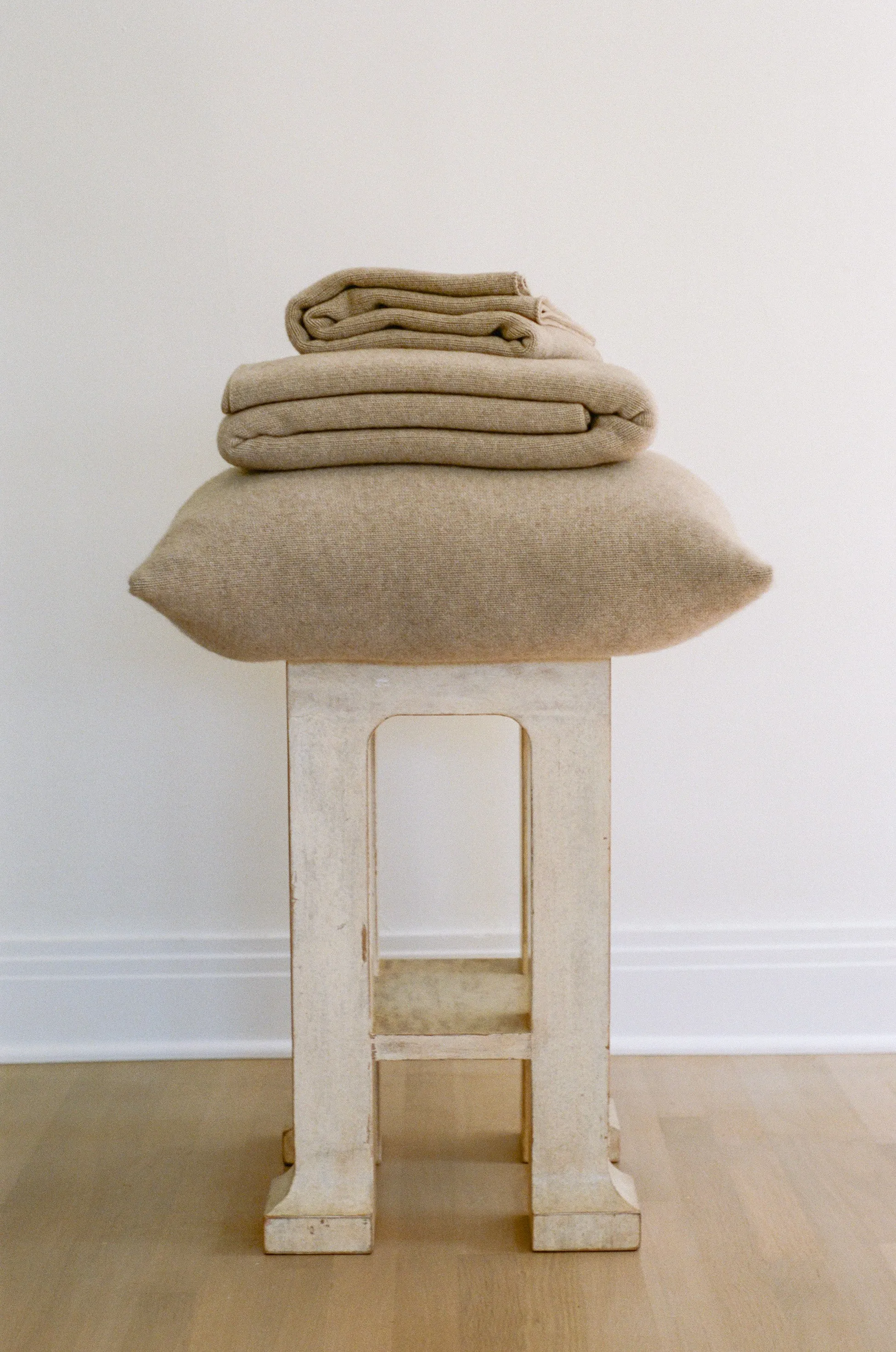 Italian Cashmere Jersey Knit Baby / Travel Blanket - Oat