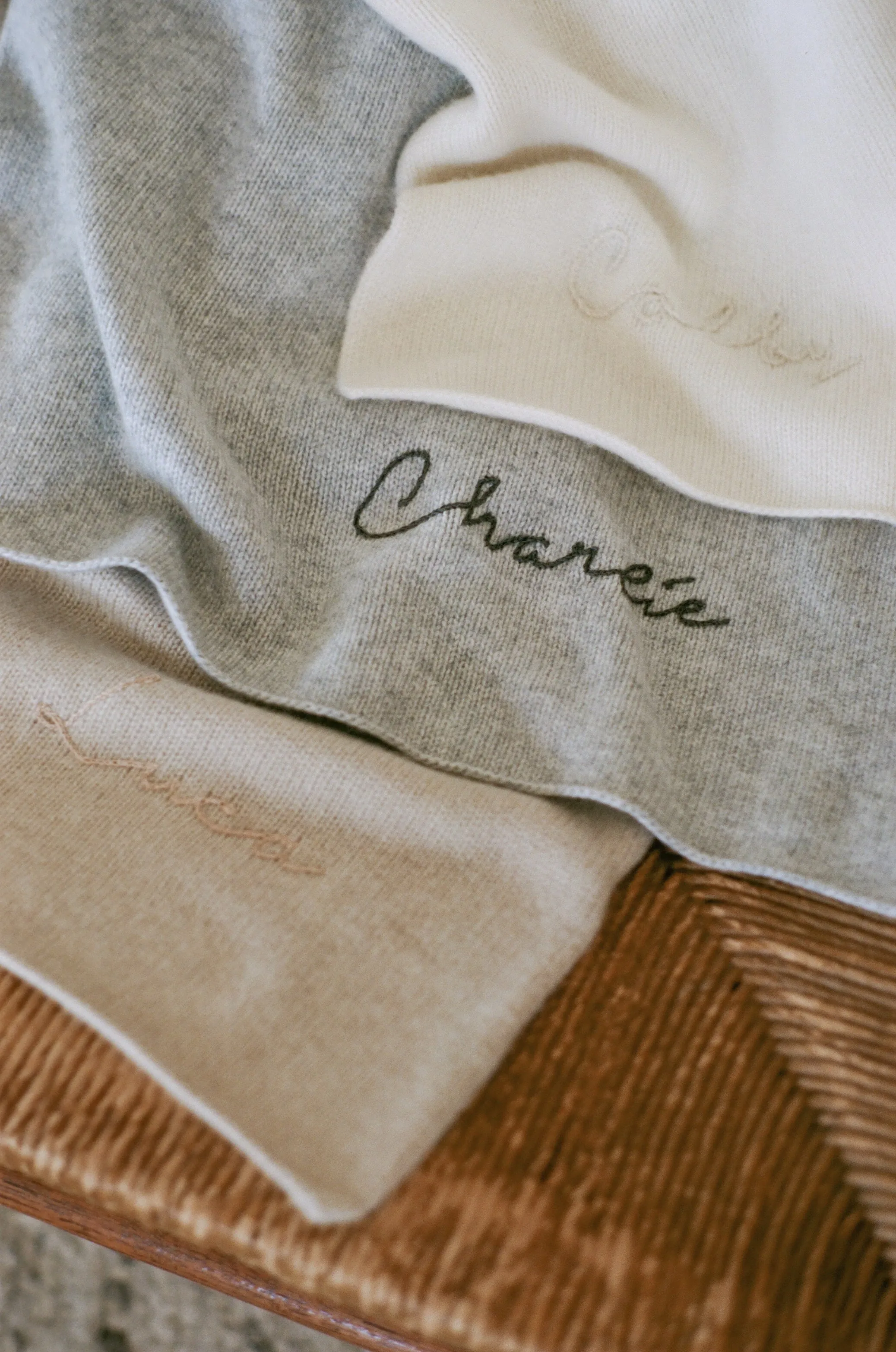 Italian Cashmere Jersey Knit Baby / Travel Blanket - Oat