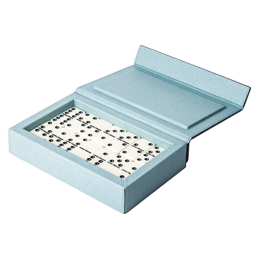 Italian Leather Domino Set by Giobagnara