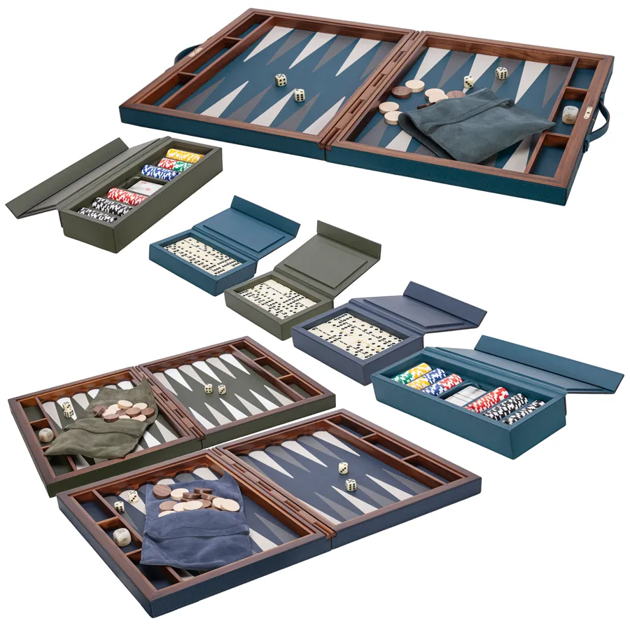 Italian Leather Domino Set by Giobagnara