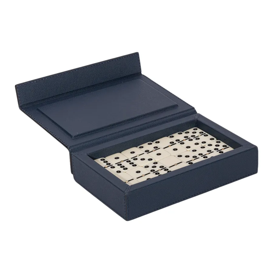 Italian Leather Domino Set by Giobagnara