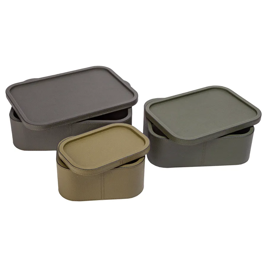 Italian Leather Polo Stackable Boxes by Giobagnara - Set of 3