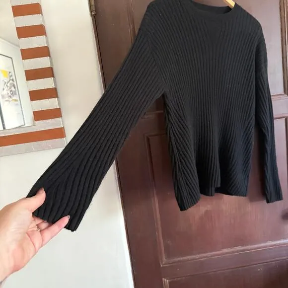 J BRAND | Black 100% Cashmere Crew Neck Ribbed Relaxed Fit Sweater | Extra Small