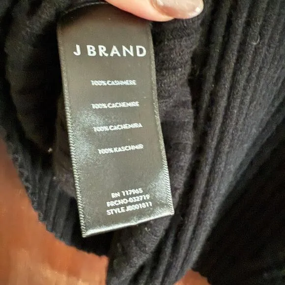 J BRAND | Black 100% Cashmere Crew Neck Ribbed Relaxed Fit Sweater | Extra Small