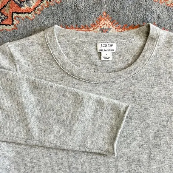 J. Crew Grey 100% Cashmere Knit Crewneck Sweater