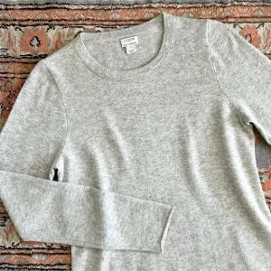 J. Crew Grey 100% Cashmere Knit Crewneck Sweater