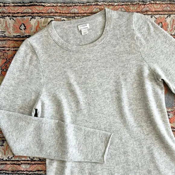 J. Crew Grey 100% Cashmere Knit Crewneck Sweater