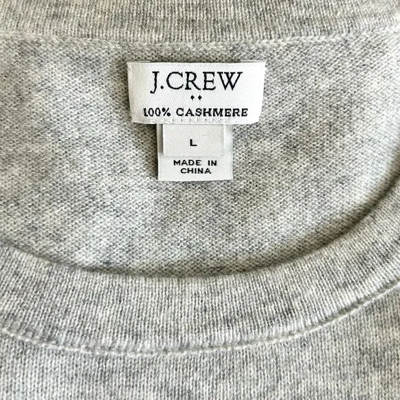 J. Crew Grey 100% Cashmere Knit Crewneck Sweater