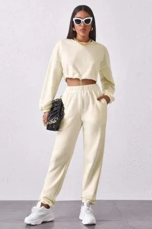 Jogger Pant Crop Top Hoodie Set