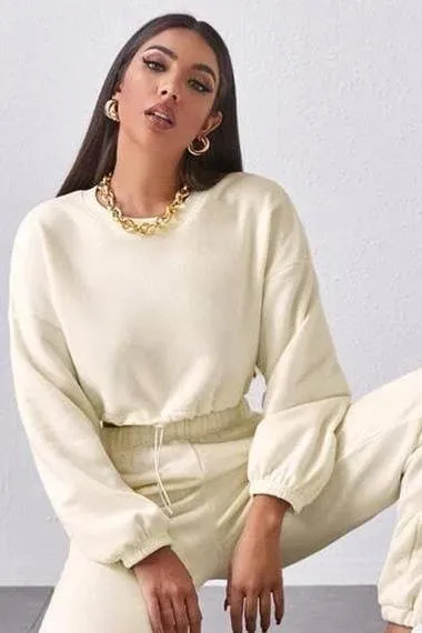 Jogger Pant Crop Top Hoodie Set