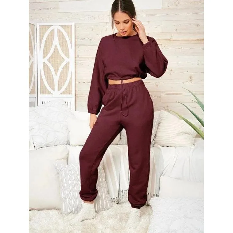 Jogger Pant Crop Top Hoodie Set